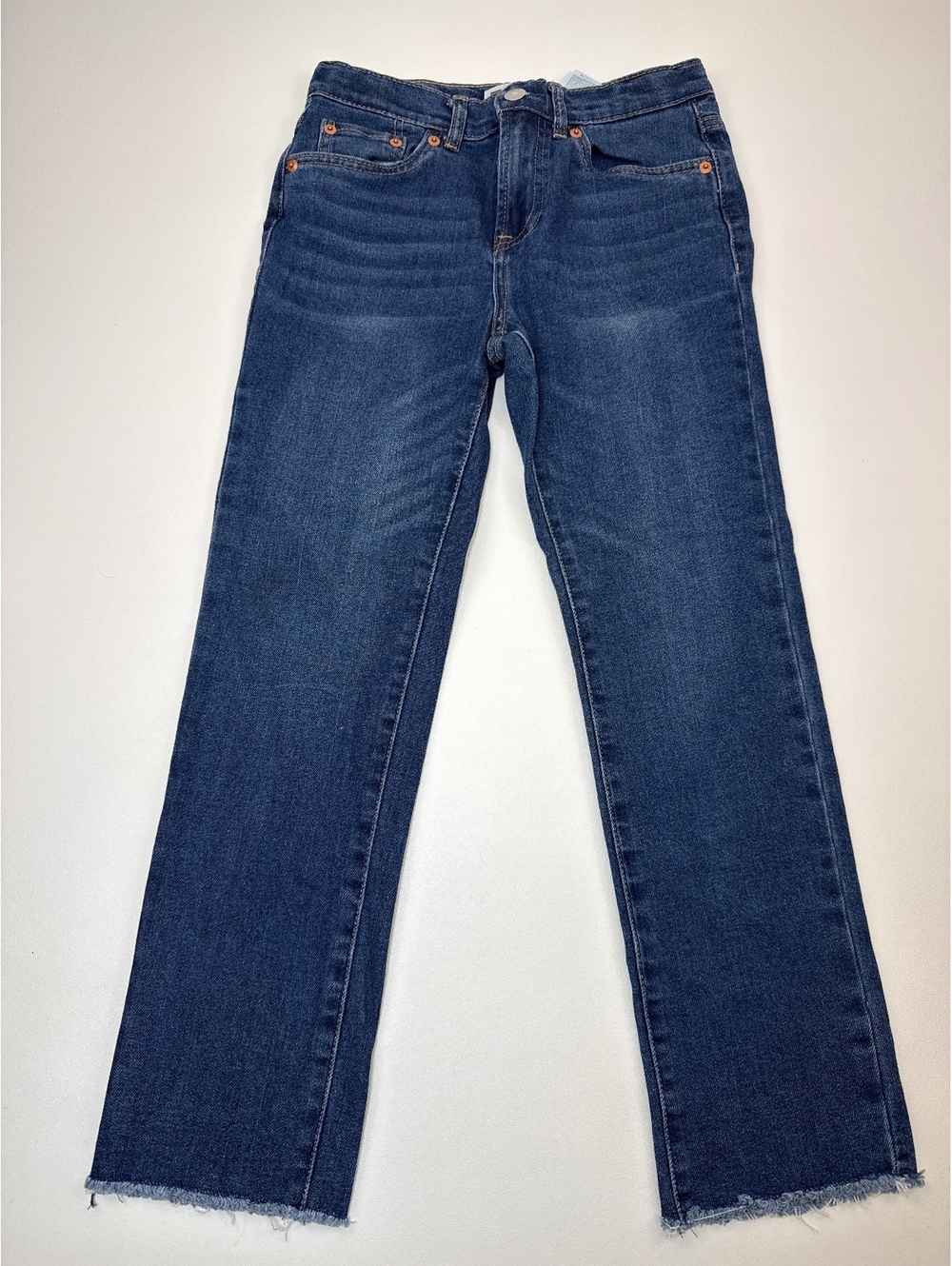 Levi's High Rise Ankle Straight Jeans in Medium Blue Denim